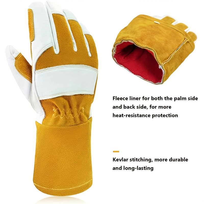 Intra-FIT Cowhide MIG Welding Gloves Long Cuff, EN388-2132X, EN407-413X4X, EN12477 TYPE A