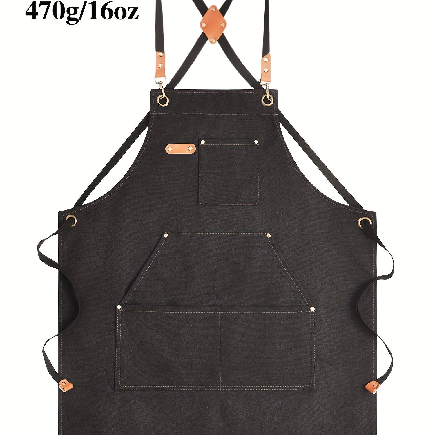 Heavy-Duty 16oz Canvas Apron for Tough Guys - Adjustable Straps + Metal Buckles + 5 Large Pockets, Perfect for Kitchen Baking\u002FGardening & Workshop Use with Cross-Back Design to Fit All Body Types!