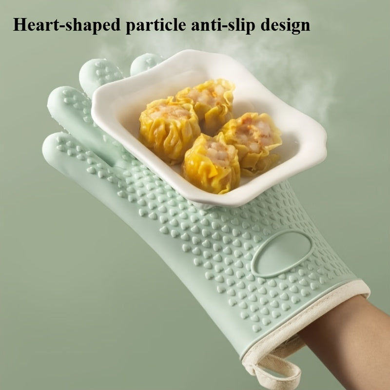 4pcs Set (2 Pairs) Thickened Kitchen Heat-Resistant Oven Mitts, Breathable Silicone Baking Gloves, High-Temperature Resistant Microwave Gloves. The Glove Surface Can Be Rinsed Directly with Water, Protecting Your Hands During Kitchen Cooking, Baking