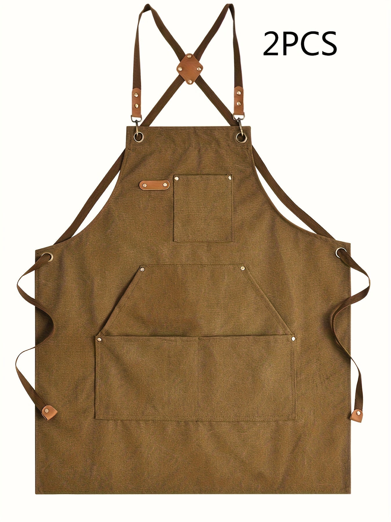 Heavy-Duty 16oz Canvas Apron for Tough Guys - Adjustable Straps + Metal Buckles + 5 Large Pockets, Perfect for Kitchen Baking\u002FGardening & Workshop Use with Cross-Back Design to Fit All Body Types!