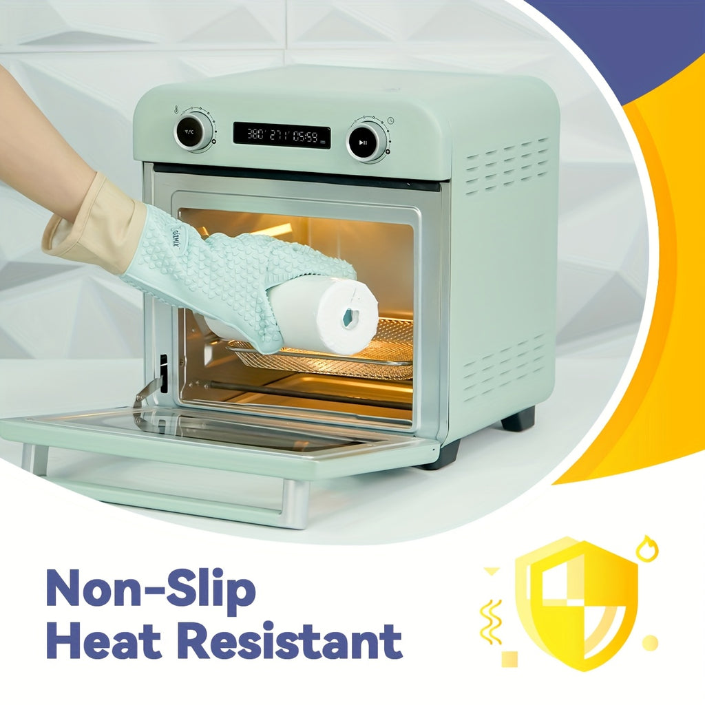 1 Pair Food Grade Heat Resistant Gloves 3 Layer Anti Scald Design Premium Insulation Fiber Light Beige Friendly Liner Non Slip Textured Surface for Easy Grip Up to 482F 250C Heat Resistant Universal for Oven Smoker BBQ Microwave Heat Press Food