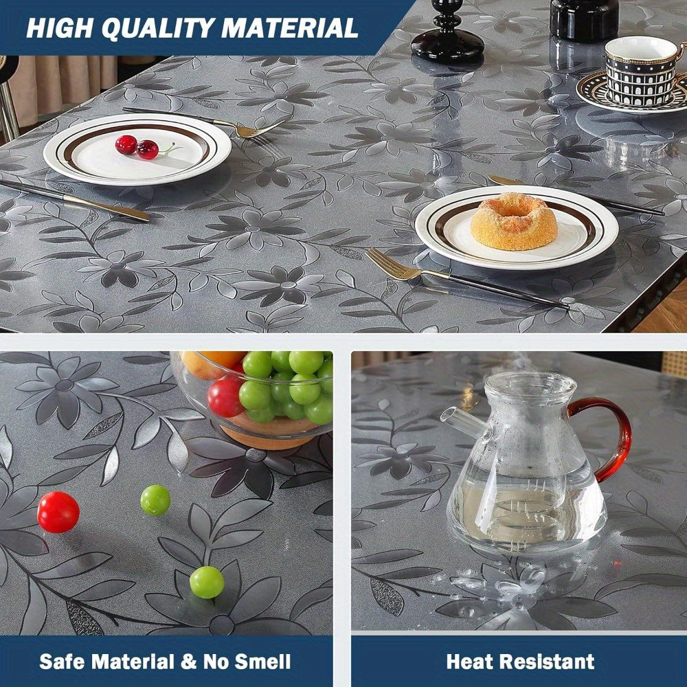 1pc of Floral Table Cover Made of 1.5Mm Thick Plastic, Designed to Protect Dining Tables with a Frosted End. This PVC Table Pad Is Suitable for Kitchen Use, Wooden Tables, And Hardwood Floors