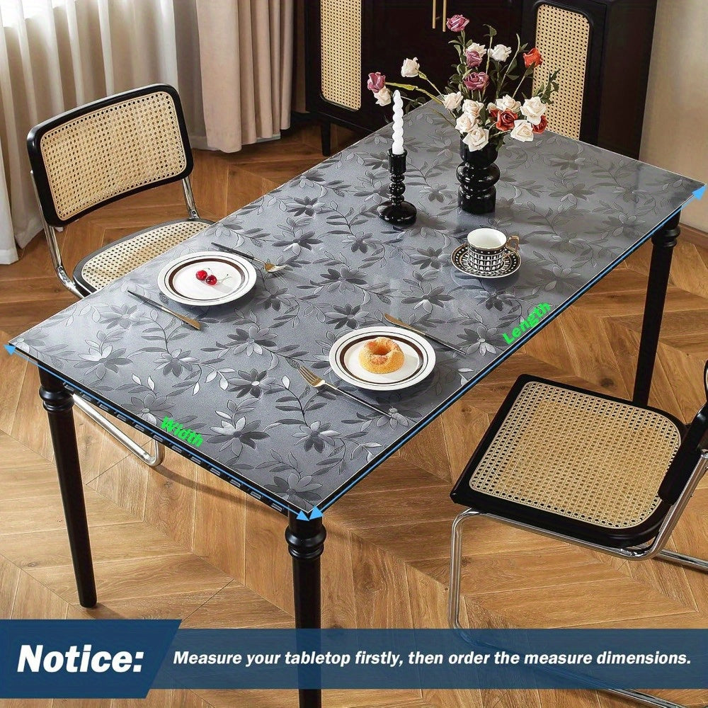 1pc of Floral Table Cover Made of 1.5Mm Thick Plastic, Designed to Protect Dining Tables with a Frosted End. This PVC Table Pad Is Suitable for Kitchen Use, Wooden Tables, And Hardwood Floors