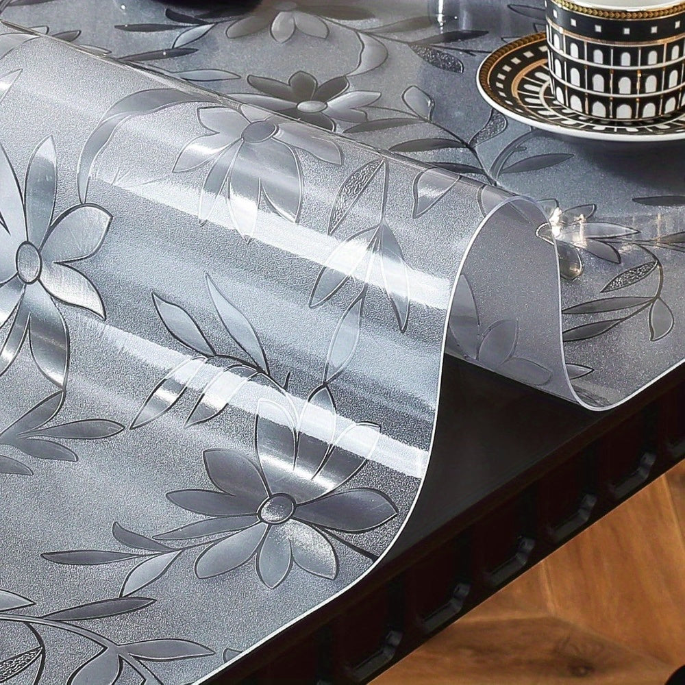 1pc of Floral Table Cover Made of 1.5Mm Thick Plastic, Designed to Protect Dining Tables with a Frosted End. This PVC Table Pad Is Suitable for Kitchen Use, Wooden Tables, And Hardwood Floors