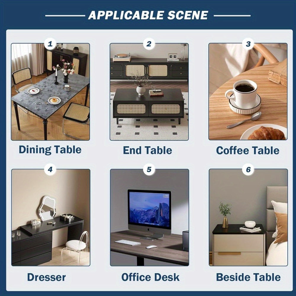 1pc of Floral Table Cover Made of 1.5Mm Thick Plastic, Designed to Protect Dining Tables with a Frosted End. This PVC Table Pad Is Suitable for Kitchen Use, Wooden Tables, And Hardwood Floors