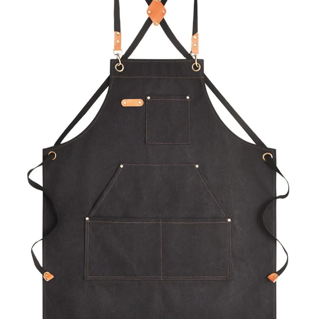 Heavy-Duty Professional Heavy-Duty Work Apron For Men - 16oz Canvas Crossback Design With XL Pockets, Perfect For Cooking, BBQ, Gardening & Workshop Protection