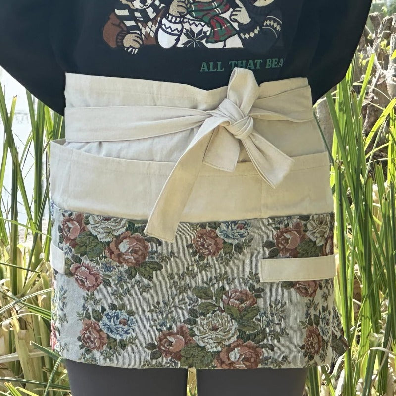 Garden Apron for Woman Serve Apron Cute Flora Half Apron with 8 Pockets Valentines Gift for Mom Wife Girlfriend,  Stylish Apron, Feminine Design, Comfortable Wear, Durable Fabric, Practical Apron, Functional Apron, Wife Gift, Girlfriend Gift