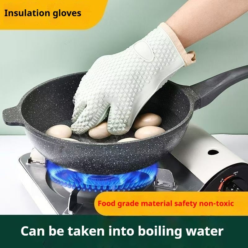 2pcs Set, a Pair of Thickened Heat-resistant Oven Mitts, Non-slip Silicone Gloves, Breathable Kitchen Oven Mitts, Gloves Surface Can Be Rinsed Directly with Water, High-temperature Resistant Baking Microwave Gloves, Suitable for Kitchen Cooking