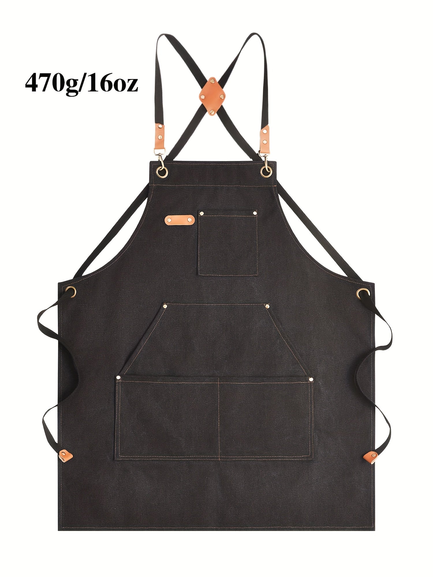 Heavy-Duty 16oz Canvas Apron for Tough Guys - Adjustable Straps + Metal Buckles + 5 Large Pockets, Perfect for Kitchen Baking\u002FGardening & Workshop Use with Cross-Back Design to Fit All Body Types!