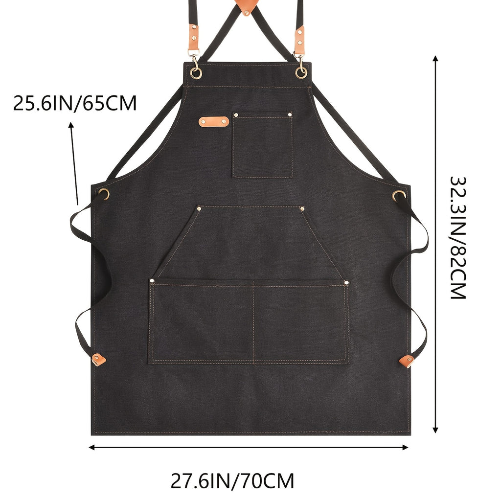 Heavy-Duty Professional Heavy-Duty Work Apron For Men - 16oz Canvas Crossback Design With XL Pockets, Perfect For Cooking, BBQ, Gardening & Workshop Protection