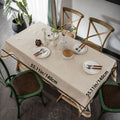 1pc, Rectangular Beige Linen Tablecloth, Fireplace Decoration, Fine Holiday Dining Kitchen Tabletop Decoration, Wedding, Banquet, Christmas Home Decoration, Bohemian Style Picnic Cloth.