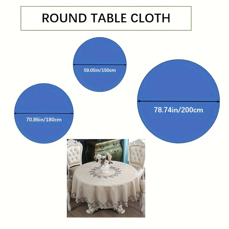 1pc, Exquisite Grey Linen Embroidery Lace Round Table Cloth, Lace Embroidery High Quality Grease Table Cover, Christmas, Halloween, Wedding Party Holiday Tabletop Decoration, Bohemian Style Coffee Table, Breakfast Table Shoe Cabinet Table Cover.