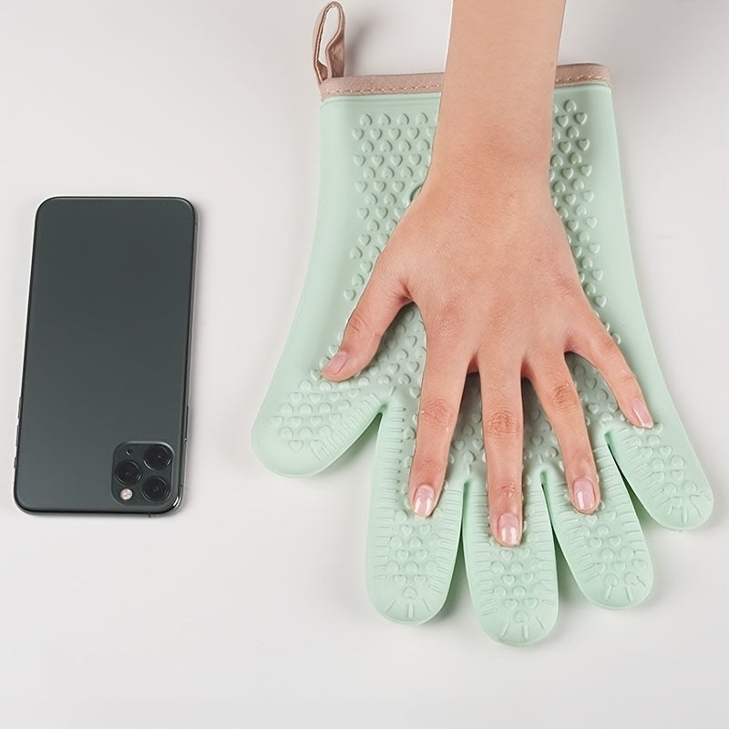 4pcs Set (2 Pairs) Thickened Kitchen Heat-Resistant Oven Mitts, Breathable Silicone Baking Gloves, High-Temperature Resistant Microwave Gloves. The Glove Surface Can Be Rinsed Directly with Water, Protecting Your Hands During Kitchen Cooking, Baking