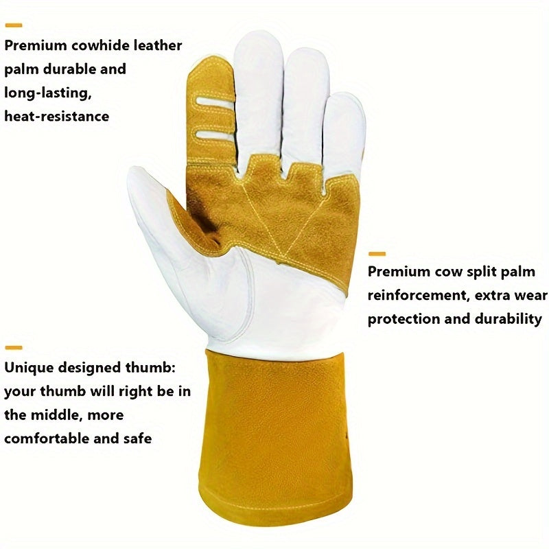 Intra-FIT Cowhide MIG Welding Gloves Long Cuff, EN388-2132X, EN407-413X4X, EN12477 TYPE A