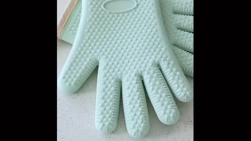 2pcs Set, a Pair of Thickened Heat-resistant Oven Mitts, Non-slip Silicone Gloves, Breathable Kitchen Oven Mitts, Gloves Surface Can Be Rinsed Directly with Water, High-temperature Resistant Baking Microwave Gloves, Suitable for Kitchen Cooking