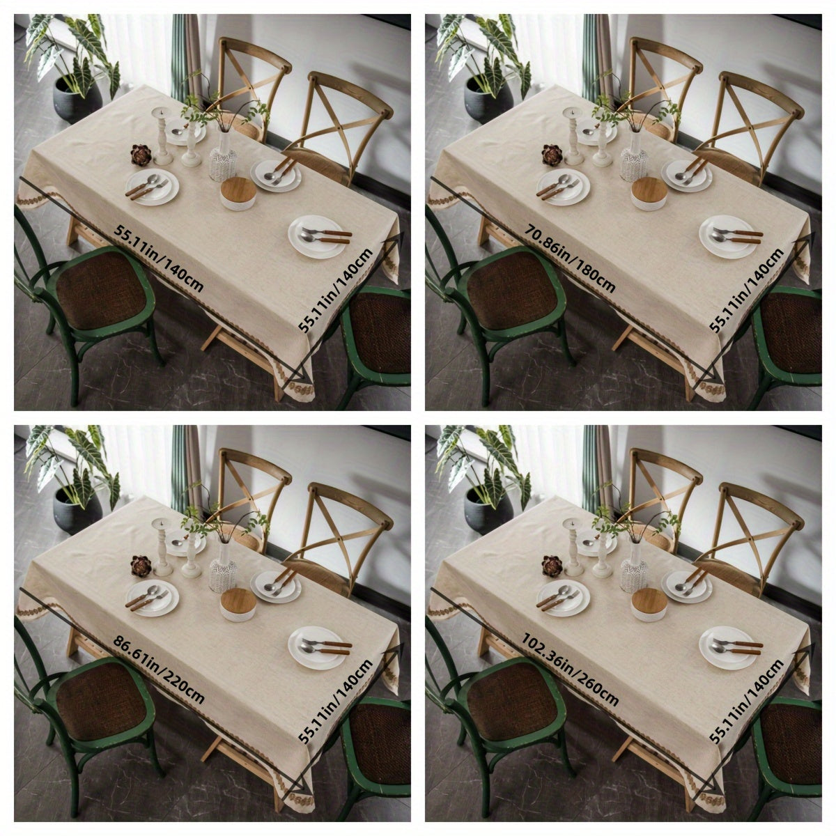 1pc, Rectangular Beige Linen Tablecloth, Fireplace Decoration, Fine Holiday Dining Kitchen Tabletop Decoration, Wedding, Banquet, Christmas Home Decoration, Bohemian Style Picnic Cloth.