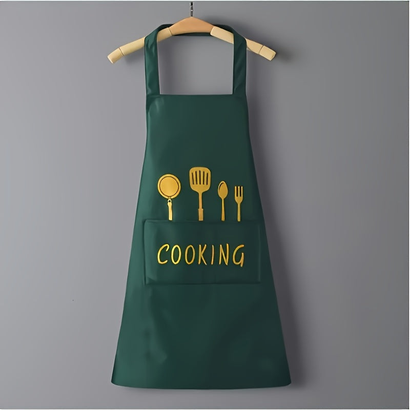 2pcs Fashionable Aprons 2pcs Set, Fashionable Black and Green Printed Aprons, Simple Thickened Belt, Home Kitchen Work Clothes - Mother's Day Gift