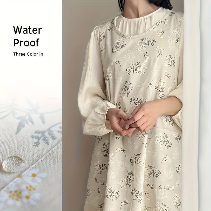 A Single Piece, Japanese-Style Apron Dress for Women, Featuring a Waist Tie And Two Pockets.